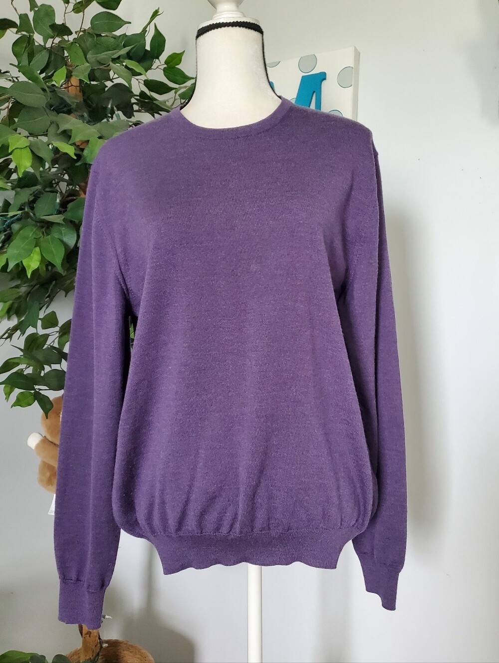 STENSTROMS 100% Washable Merino Wool Royal Purple Crew Neck Sweater XL